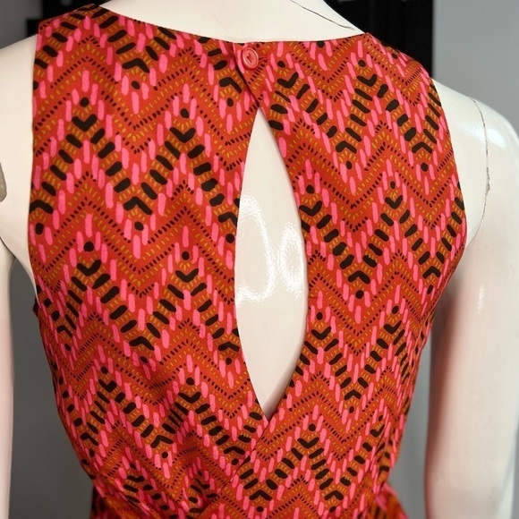 𝅺JACK Pink Red Geometric Sleeveless Keyhold back Skater Dress  Size: Small - Picture 14 of 14